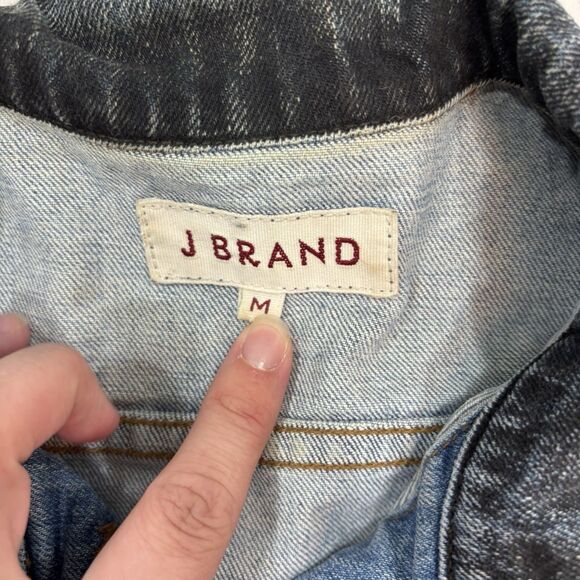 J Brand Jean Jacket Womens Size Medium Blue Black Denim Two Toned - Picture 5 of 9